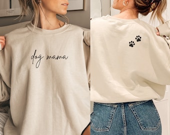 Felpa Dog Mama, maglietta Pet Mom, regalo per amanti dei cani, magliette con stampa sul retro, regalo di Natale, felpa per donna