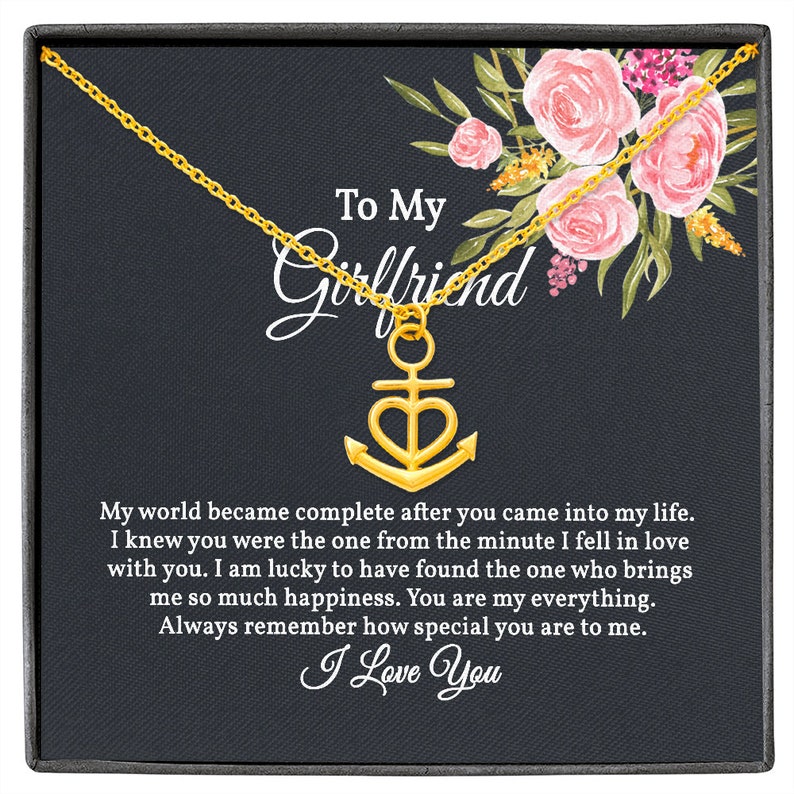 Anchor Pendant Necklace for Girlfriend, Romantic Gift for Her, I Love You /  Anniversary / Birthday / Valentine's Day Gift for Girlfriend