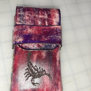 Leather Cigarette Case, Marbleized, Scorpion, Hand Made