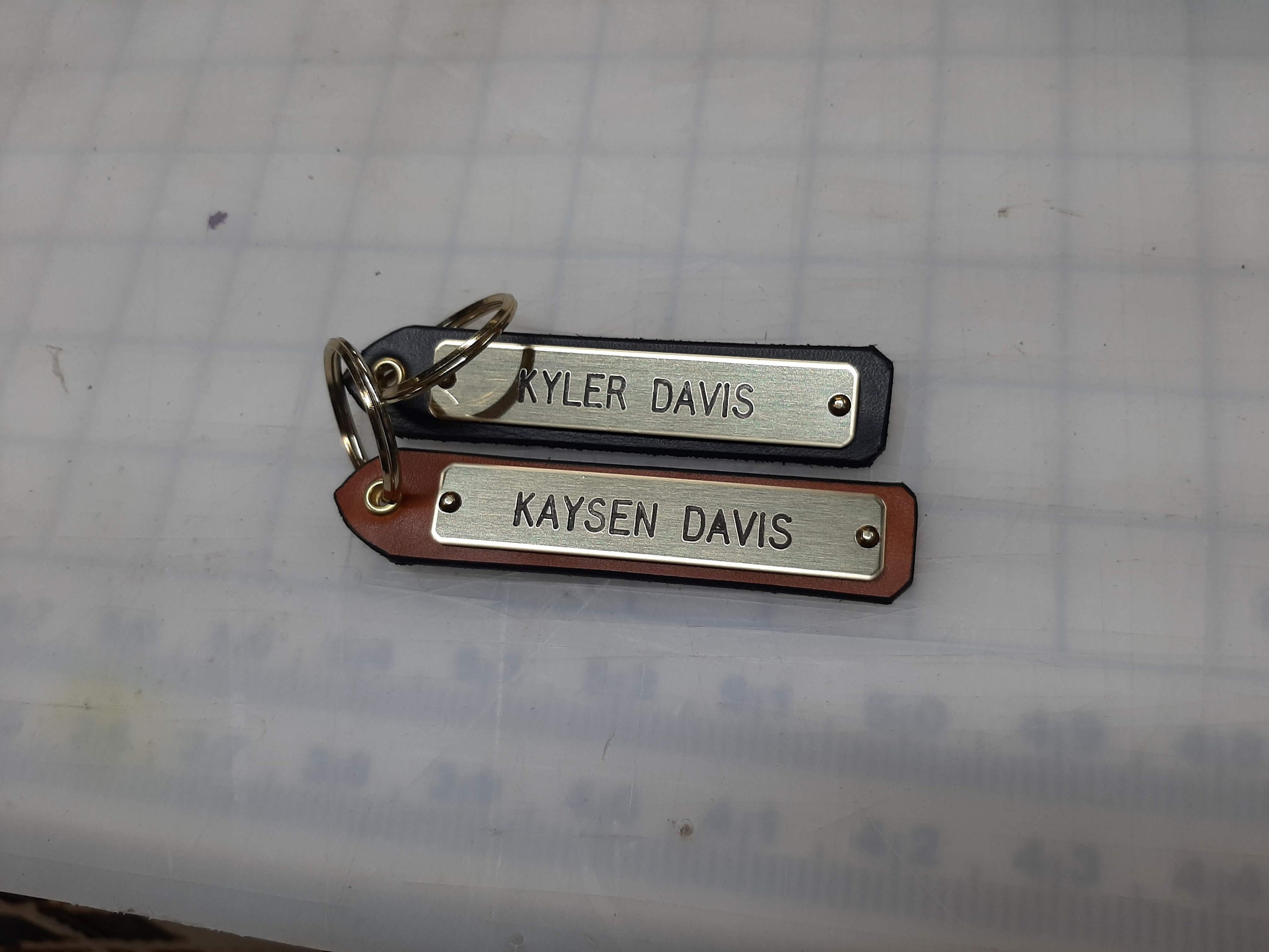 Custom Engraved Bridle Leather Key Fob Key Tag with Personalized Bras…