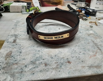 Chestnut Brown English Bridle Leather Horse Belt with Brass Plate Equestrian Rider&#39;s Belt Chestnut Brown