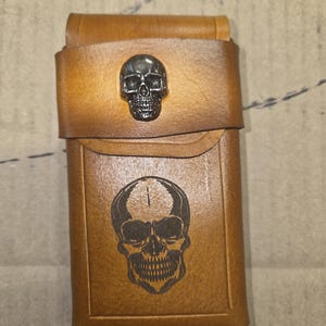 skull cigarette case with lighter Lot the design of which will suit any image in heavy metal fashion Cool Handmade Indian SKull Leather