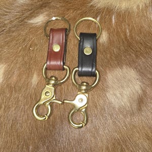 Handmade Full Grain Leather Key Clip - Solid Brass Keychain Fob