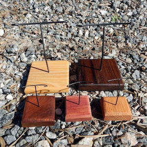 Fossil Shark Tooth Stand - Custom Metal Bracket on a Wood Base to Display Your Real Fossil Megalodon Great White or Mako Tooth