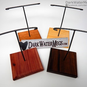 Large Megalodon Shark Tooth Stand - Shark Teeth Stand Custom Metal Bracket on a Wood Base to Display Extra Large Fossil Real Megalodon Tooth