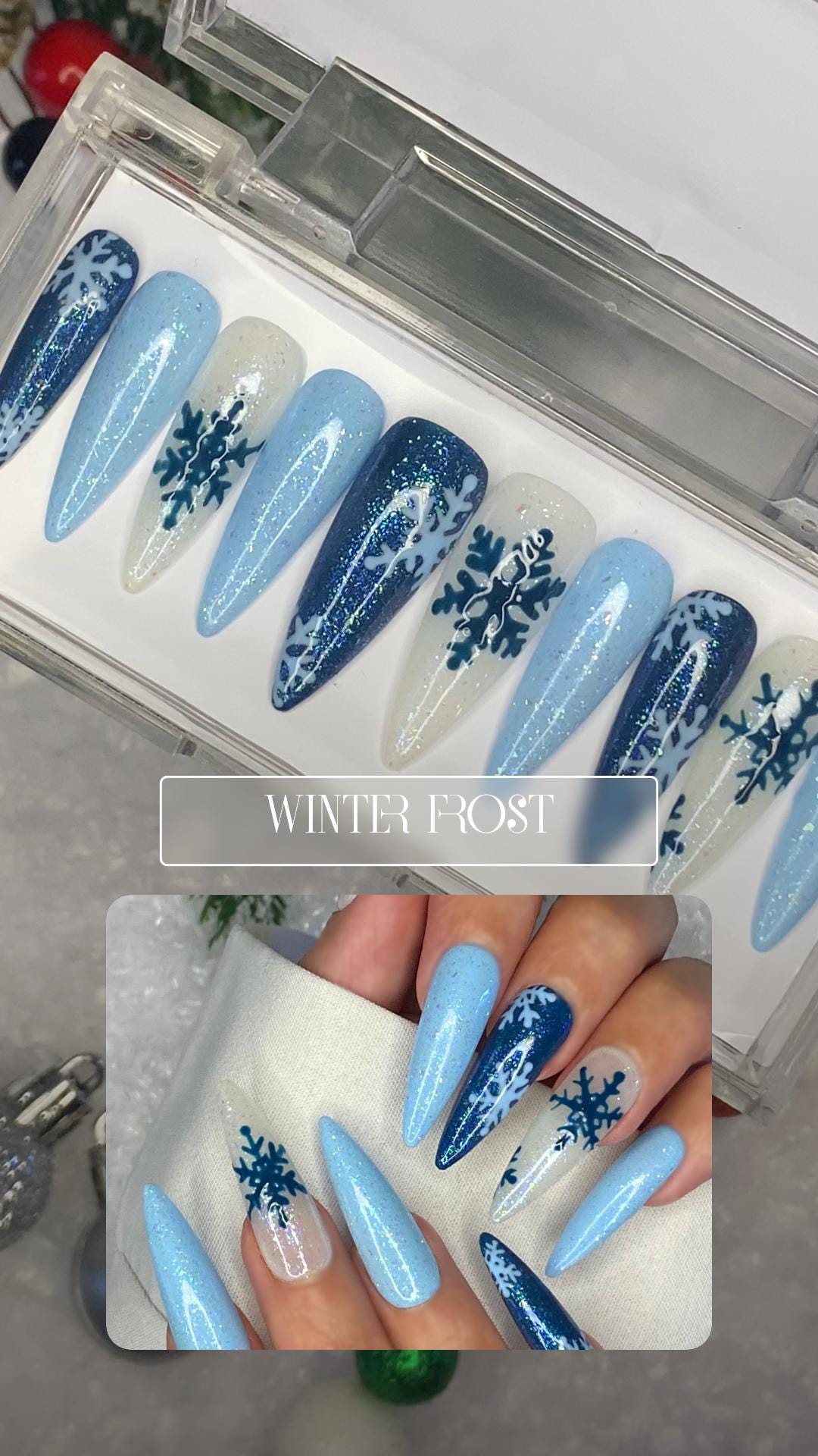 Frosted Snowflake Nails for Winter