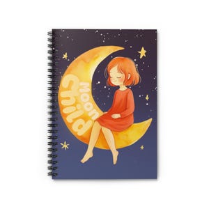 Cuaderno espiral Moon Child: diseño de ensueño para creativos, amantes de los diarios, regalo para escritores, material escolar, papelería estética.