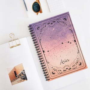 Astrology-Themed Spiral Notebook for Aries | Celestial Journal Gift | Personalized Astrology Gift | Zodiac Decor