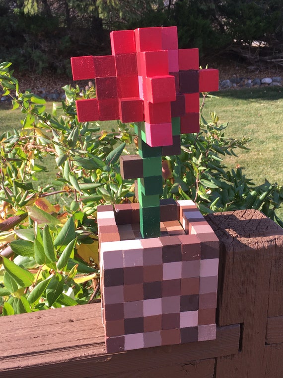 Minecraft 3d Rose Flower Etsy