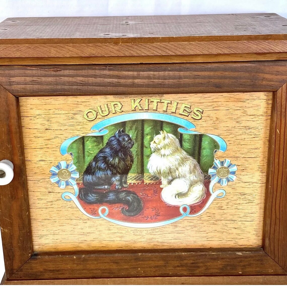 Vintage Armario de madera rústica Botiquín Gato / Kitten | Etsy