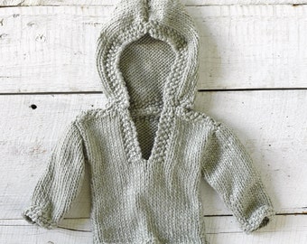 Hand Knit Bamboo Baby Hoodie 0-3 months