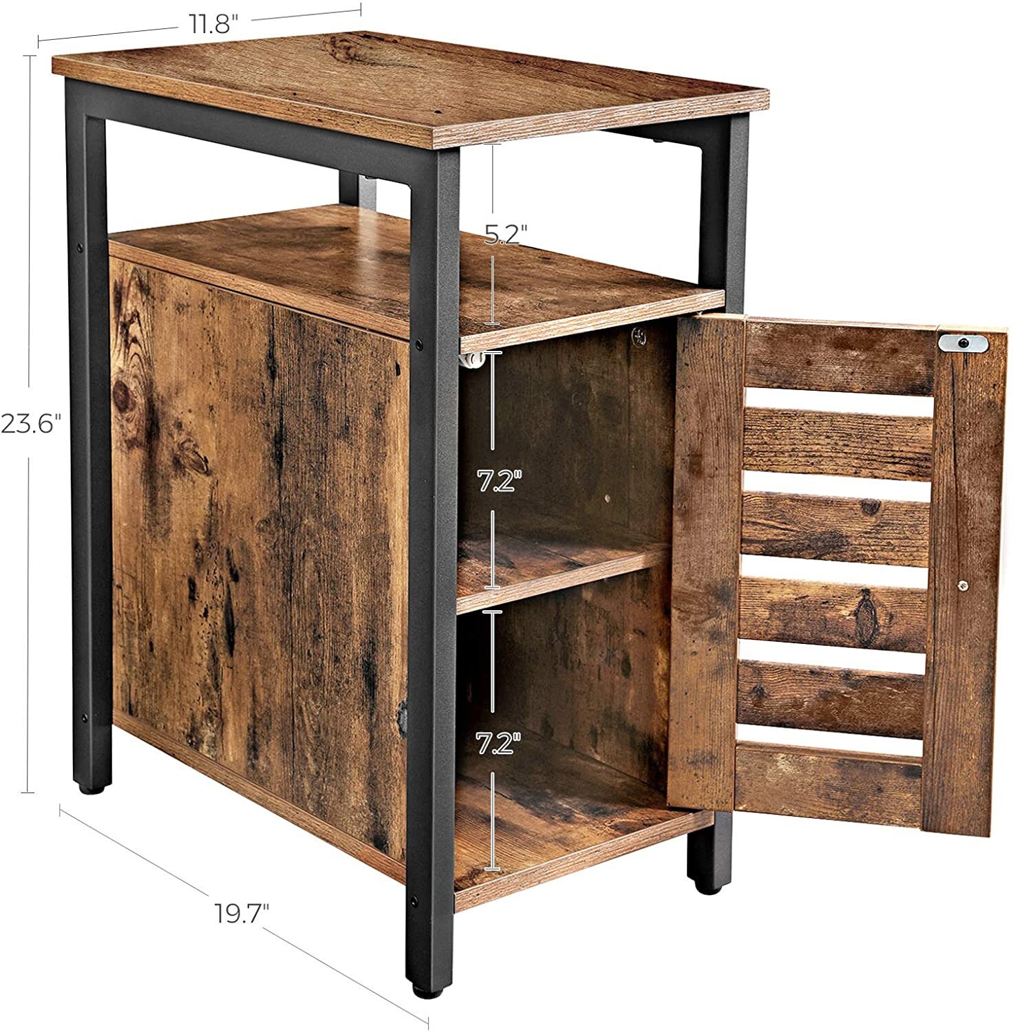 Rustic Brown Narrow Bedside Table Night Stand Multipurpose Etsy