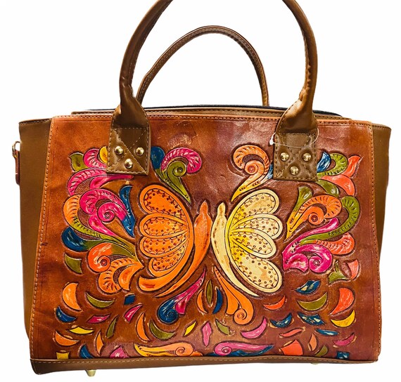 Handmade chisel leather Vegetable tanning tote bag and | Etsy