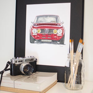 Classic Alfa Romeo GTV watercolour art print 11&quot;x14&quot;