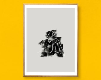 Abstract Yoga Pose Art Print, Minimalist Studio Decor (Digital Download)