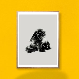Yoga Digital Print, Yoga Art, Yoga Pigeon Pose, Yoga Posture, Abstract Yoga, Yoga Wall Art, Dance Studio Wall Art Décor, Yoga Room Décor