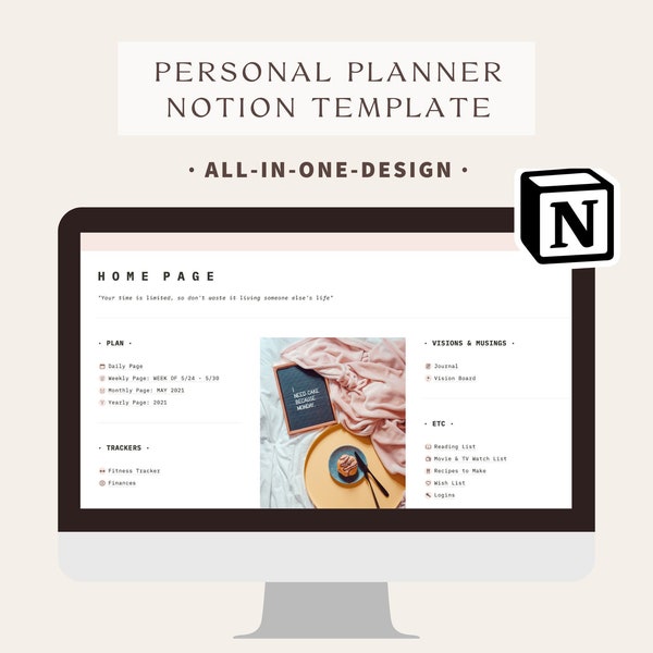 Personal Planner Notion Template | All-In-One Notion Template | Lifestyle Planner | Notion Aesthetic Planner | Goal Planner