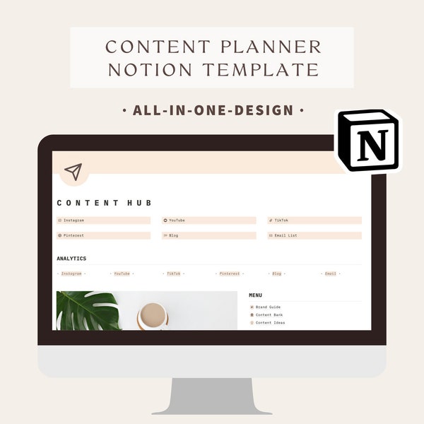 All-In-One Content Planner Notion Template for Social Media | Notion Content Planner | Social Media Planner | Content Calendar