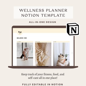 Health and Wellness Notion Planner | Daily Self-Care, Fitness, and Nutrition Tracker | Wellness Tracker |   Holistic Health Planner