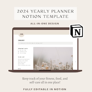 2024 Yearly Goal Planner Notion Template | All-In-One Notion Template | Notion Planner | 2024 Planner | Notion Template | Yearly Planner