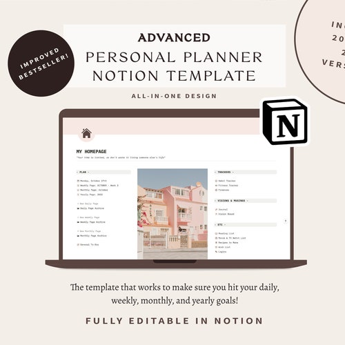 Personal Planner Notion Template Allinone Notion Template Etsy