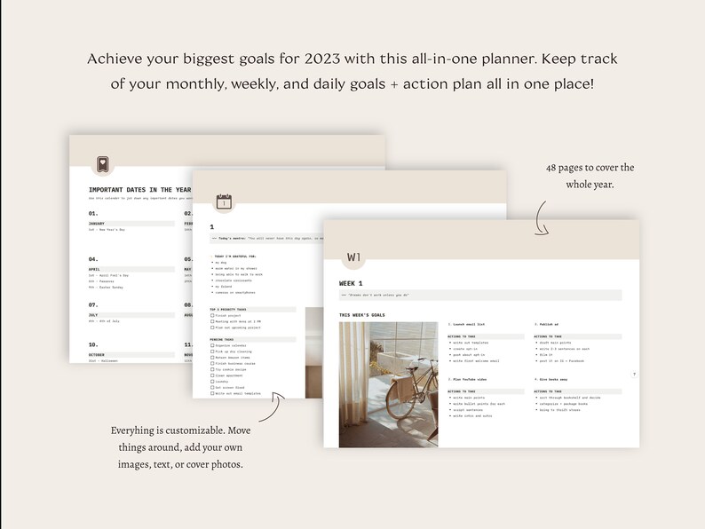 2023 Yearly Goal Planner Notion Template Allinone Notion Etsy