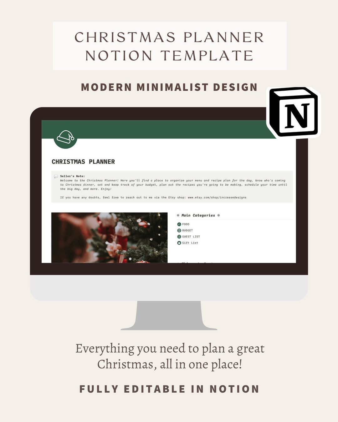 Christmas Planner Notion Template Christmas Planner Holiday Planner