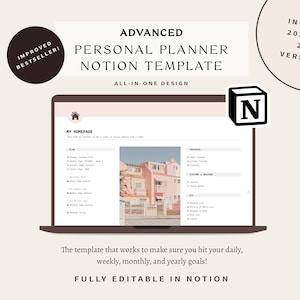 Advanced Personal Planner Notion Template | All-In-One Notion Life Planner | Lifestyle Planner | Notion Aesthetic Planner | Goal Planner