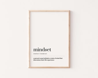 Mindset Definition, Wall Art, Typography Print, Digital Download, Digital Prints, Wall Art, Printable Quotes