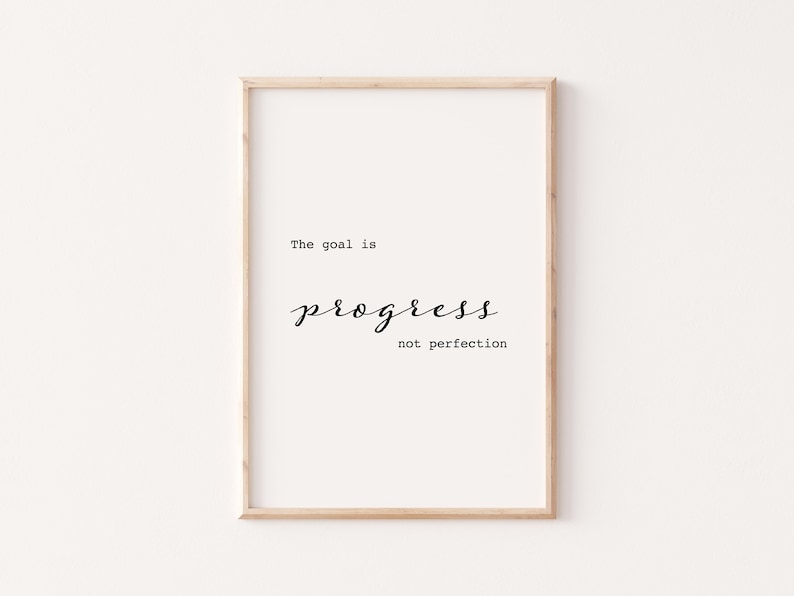 Progress Not Perfection Quote, Wall Art Quotes, Typography Print ...