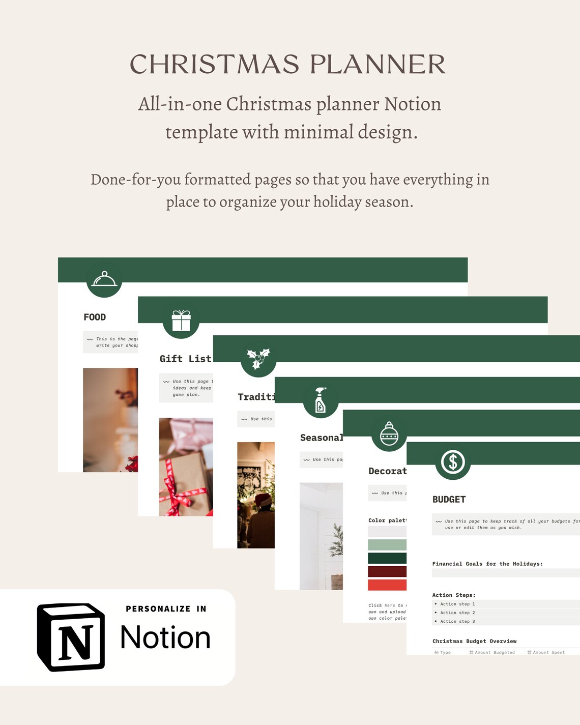 Holiday Planner Notion Template Bundle Thanksgiving Planner Etsy