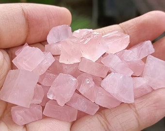 Raw Rose Quartz Gemstone Lot: Small Slices, Healing Crystals (9-15MM)