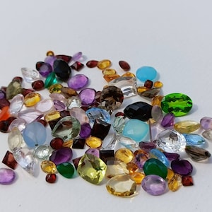 Semi precious faceted gemstone mix stone shape and size lot , multi stone lot , mix gemstone lot for jewelry making