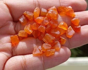 X-Small Raw Carnelian crystal pieces / orange rough /  worry stone / sacral chakra / wholesale price lot / wire jewelry / improve love life