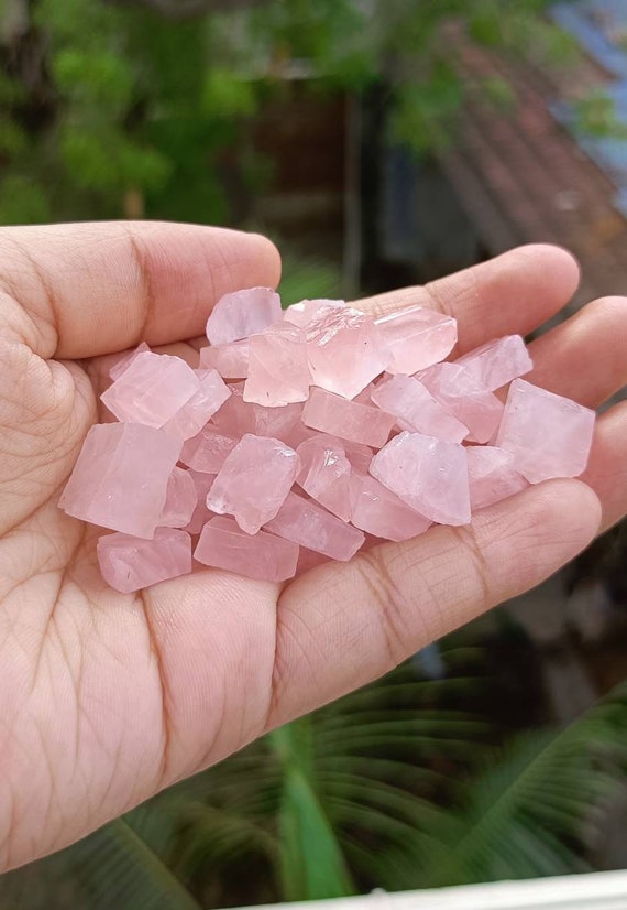 10 Piece Raw Rose Quartz Slabs: A Grade Healing Crystals