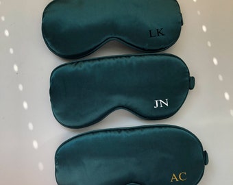 Personalised eye mask, Sleep eyemask, travel sleepmask, bridesmaid gift, personalised travel sleep eye mask, sleepover custom gift - Green