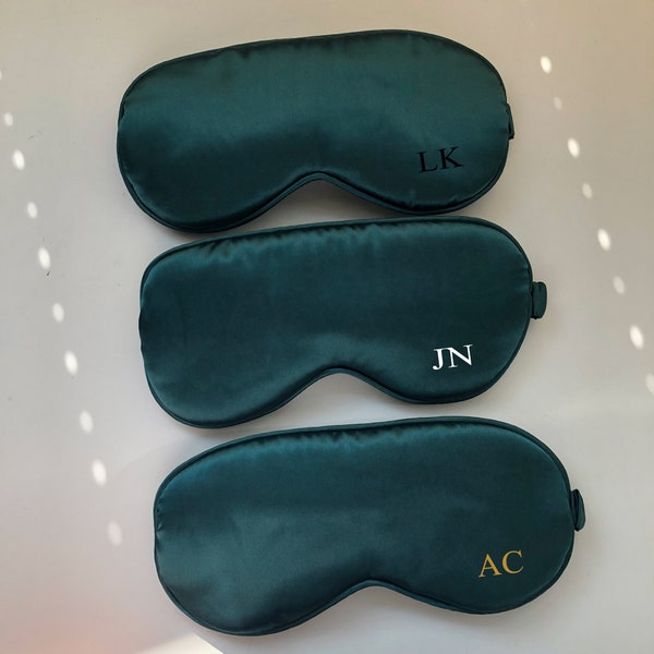 Personalised eye mask, Sleep eyemask, travel sleepmask, bridesmaid gift, personalised travel sleep eye mask, sleepover custom gift - Green