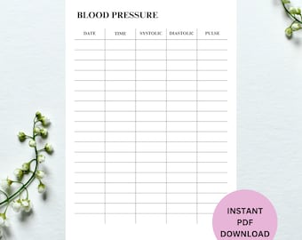 Blood Pressure Log Printable Template, Daily Blood Pressure Tracker Printable, Blood Pressure Chart Medical Tracker, A4 Printable
