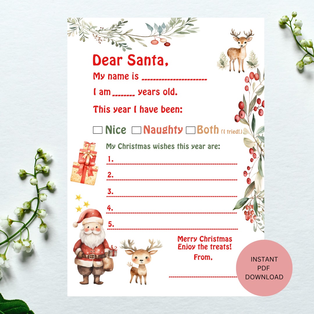 Letter to Santa Printable, Easy to Print Letter to Santa, Letter to ...