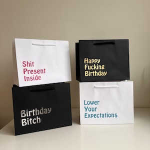 Rude birthday gift bag, gift present bag, adult birthday bag, Happy fucking birthday, Novelty Gift Bag, Swearing Gift, Swearing Birthday Bag