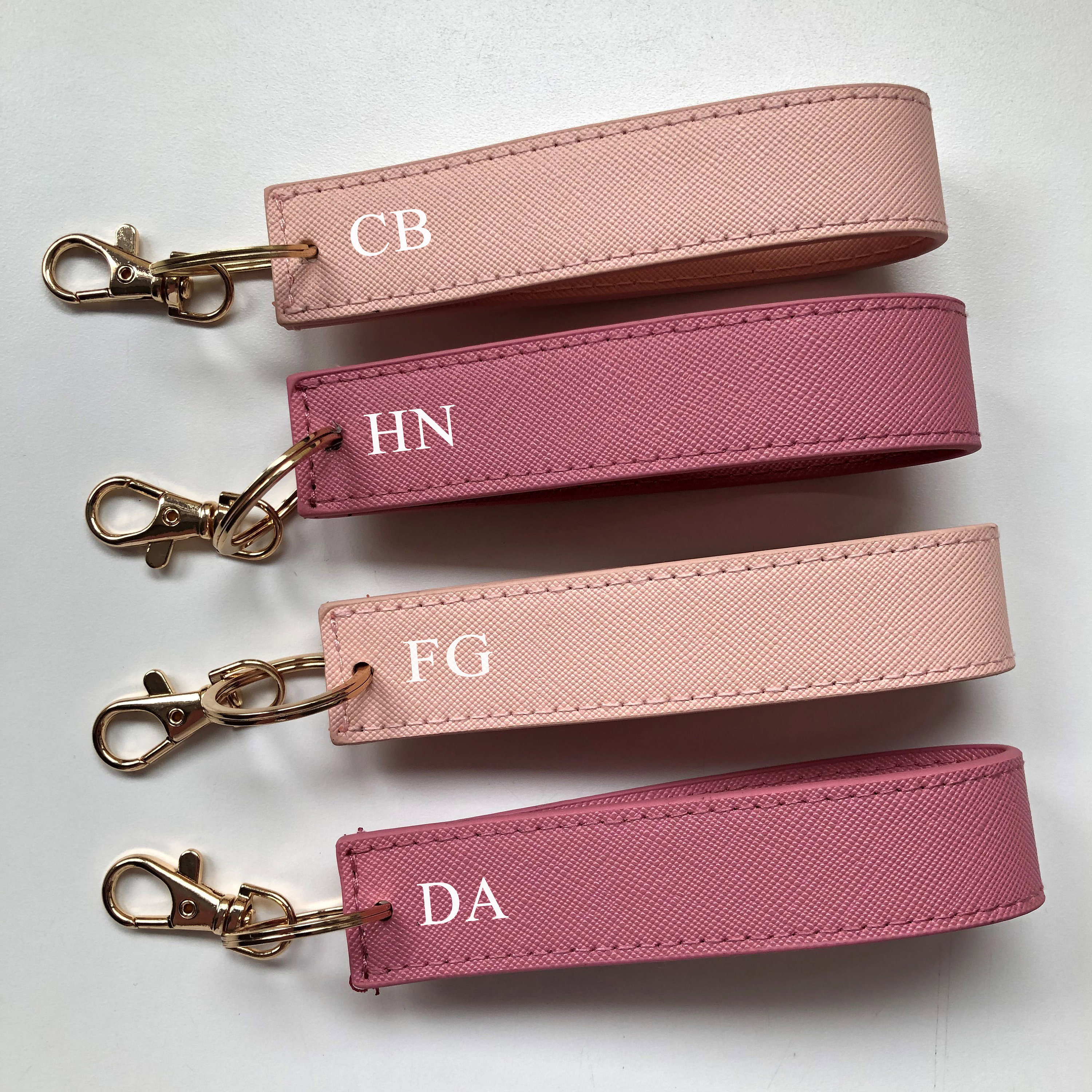 Personalised Wristlet Keyring, Monogrammed Strap Key Ring, Initials ...