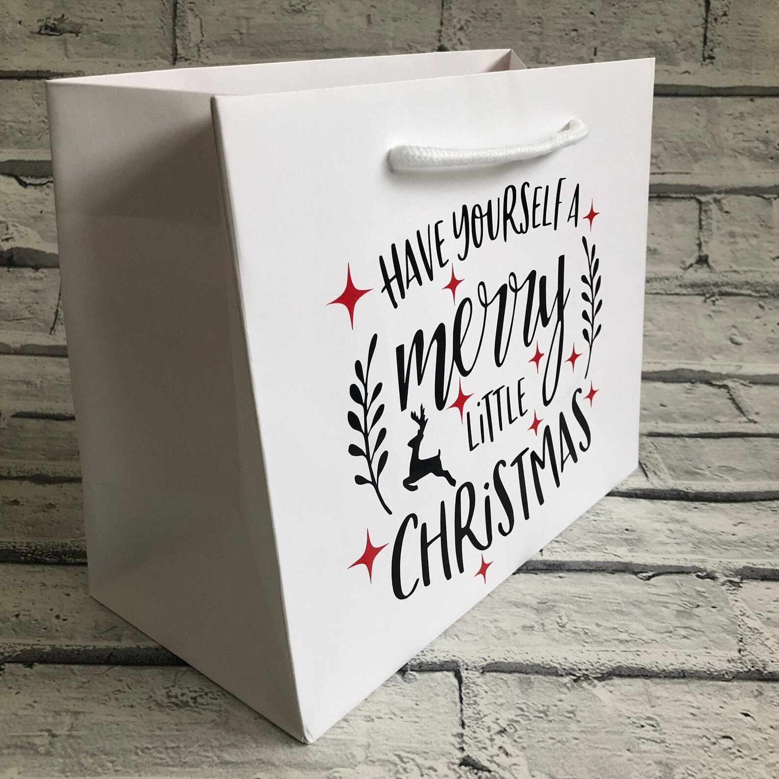 Christmas gift bag xmas gift bag white bag Christmas quote Etsy Italia
