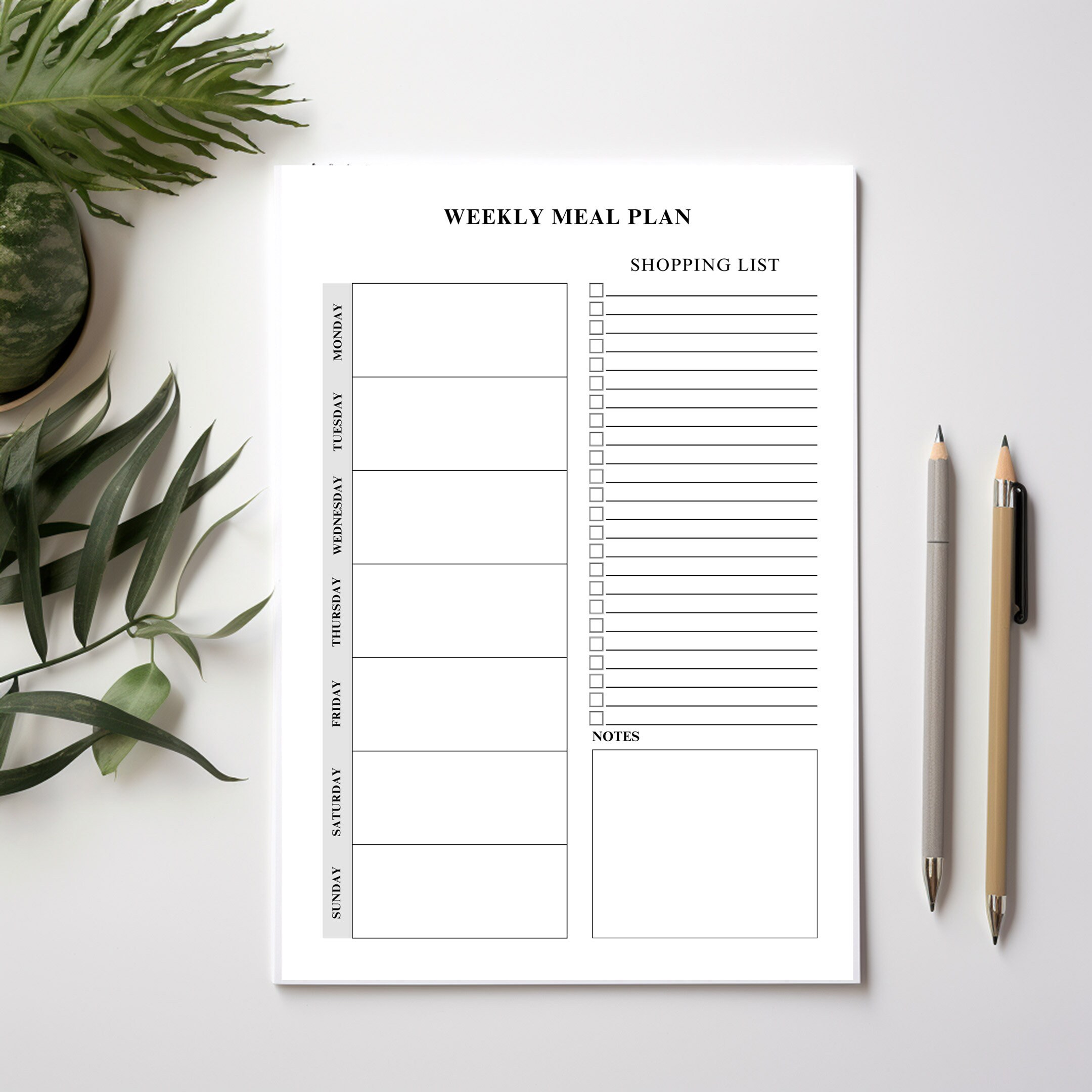 Weekly Meal Planner Printable: A4 Shopping List Template (PDF Download ...