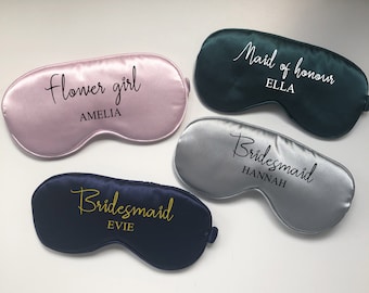 Personalised Wedding eyemask, Custom Bridal Party Sleep Mask, Bridesmaid Gift Idea, Wedding Roles eyemask, Custom Sleep Mask
