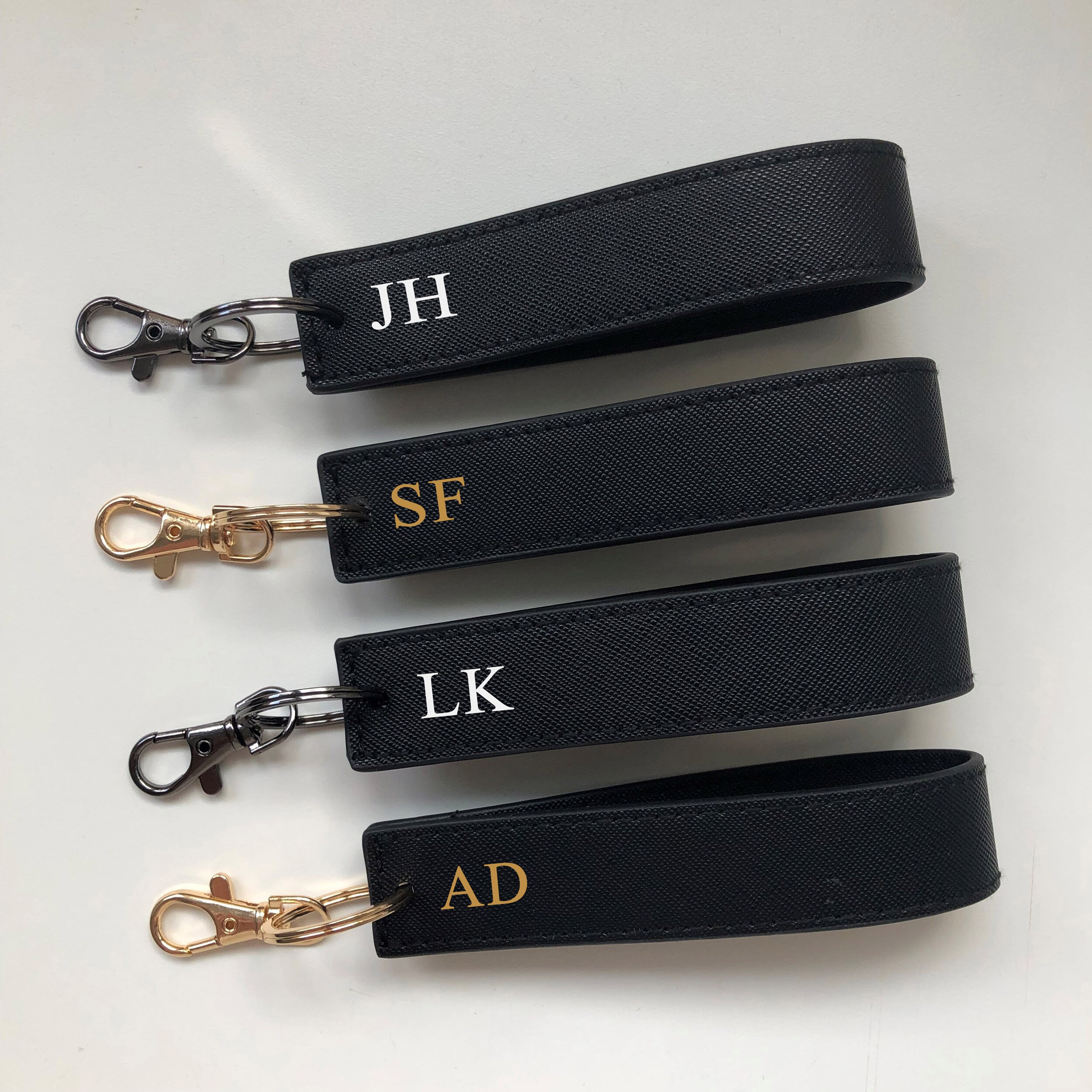 Personalised Wristlet Keyring, Monogrammed Strap Key Ring, Initials ...