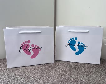 Baby shower gift bag; personalised baby gift bag, mum to be gift, Baby bag, Baby due bag, New baby personalised gift