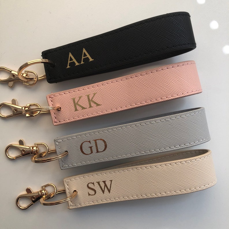 Personalised Wristlet Keyring, Monogrammed Strap Key Ring, Initials ...