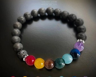 Bracciale con Perle Vulcaniche Naturali, Charm per Uomo, Braccialetti in Lava Nera, Diffusore di Oli Essenziali, Bracciali Elastici per Donna, Gioielli Pulseras  36