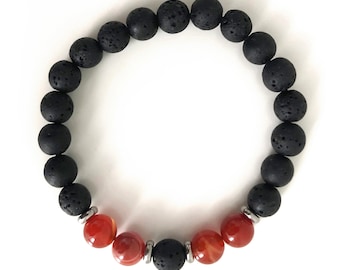 4 ELEMENTS FIRE Bracelet 8mm, Essential oil diffuser Lava Volcanic Stone Beads, BOHO, Fire element Beaded Bracelet, Zodiac signs bracelet