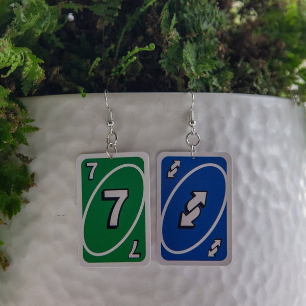 PERSONALIZABLE Mini Uno Card Earrings | Tiny Cards | Hypoallergenic | Drop Earrings | Clip On Earrings